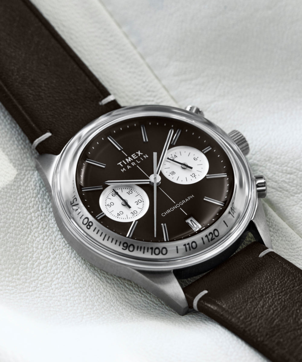 Marlin® Jet Quartz Chronograph 40mm Leather Strap Watch