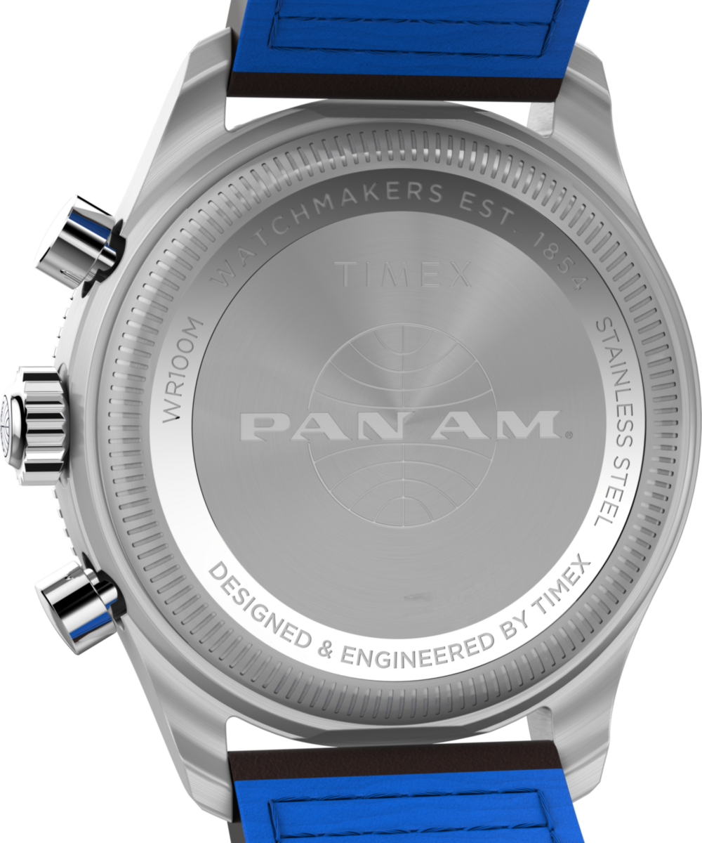 Timex Fly-Back Chronograph x Pan Am® 43mm Leather Strap Watch 