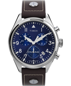 Timex X Pan Am Chronograph 42mm Leather Strap Watch