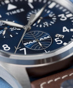 Timex X Pan Am Chronograph 42mm Leather Strap Watch
